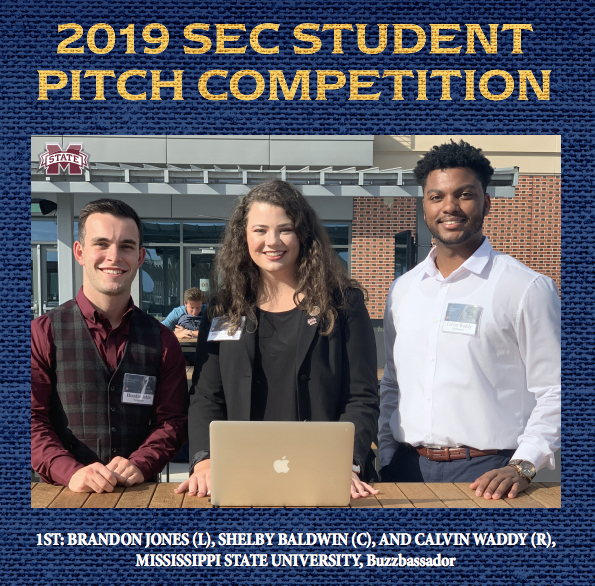 2019 SEC Student Pitch Competition: Brandon Jones, Shelby Baldwin, Calvin Waddy.