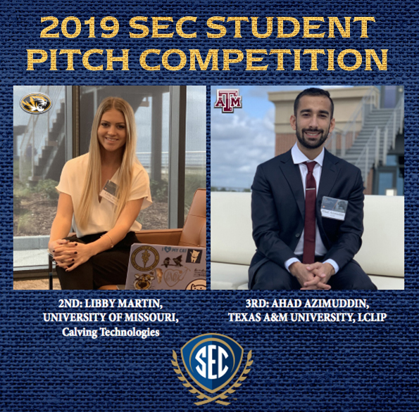 2019 SEC Student Pitch Competition - 2nd Place, Libby Martin; 3rd place, Ahad Azimuddin