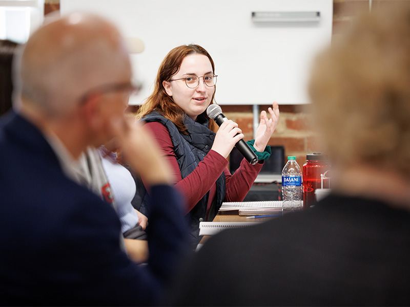 Camille Henley explains the importance of analytics during a presentation on business analytics for the creative economy.