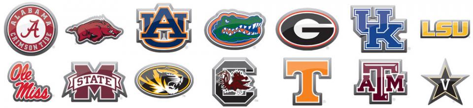 SEC school logos as listed below image