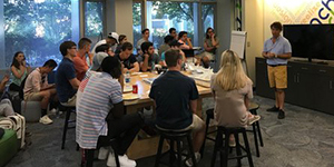 Students around a table
