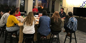 Students around a table