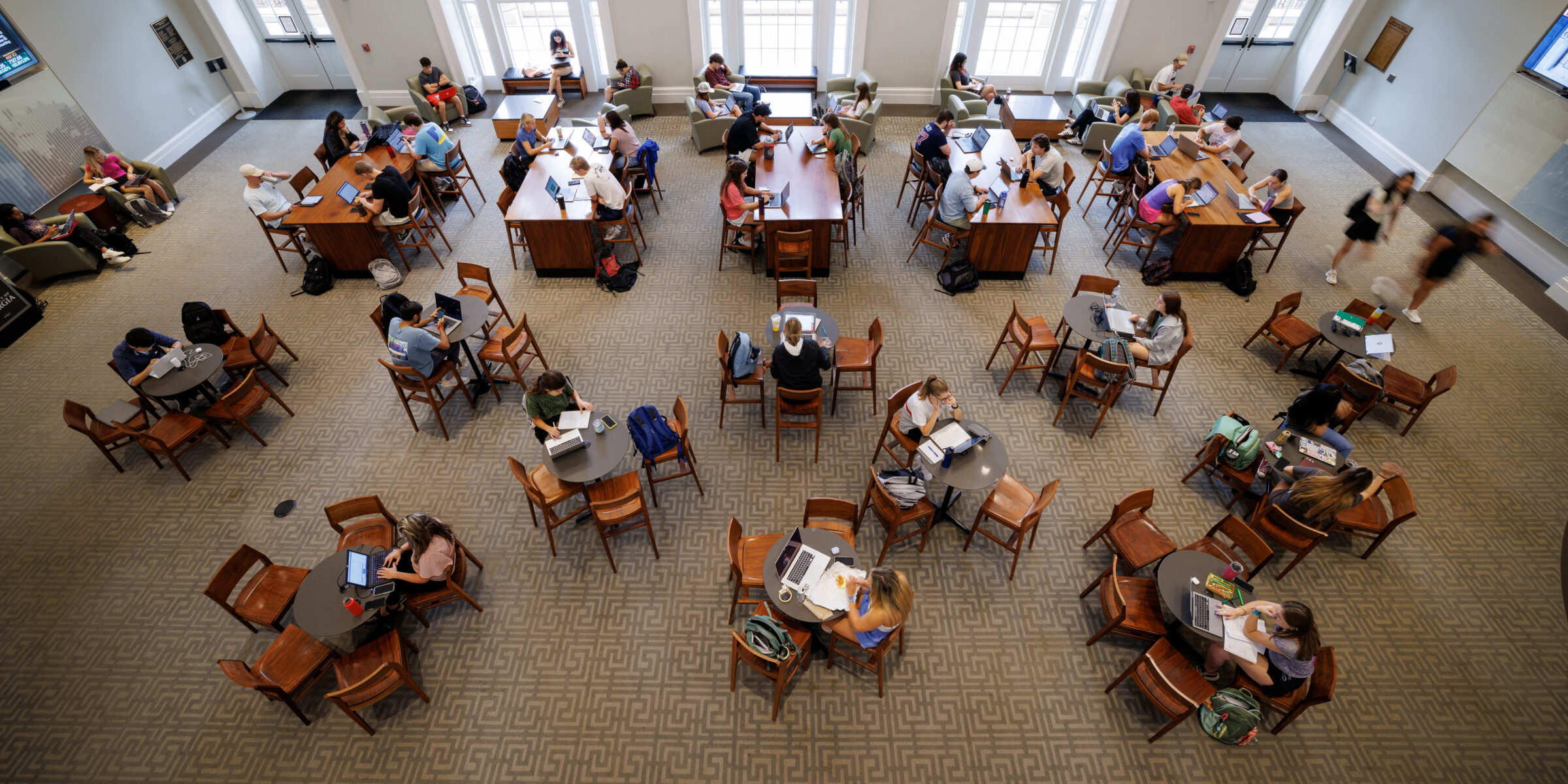 Students studying in groups.