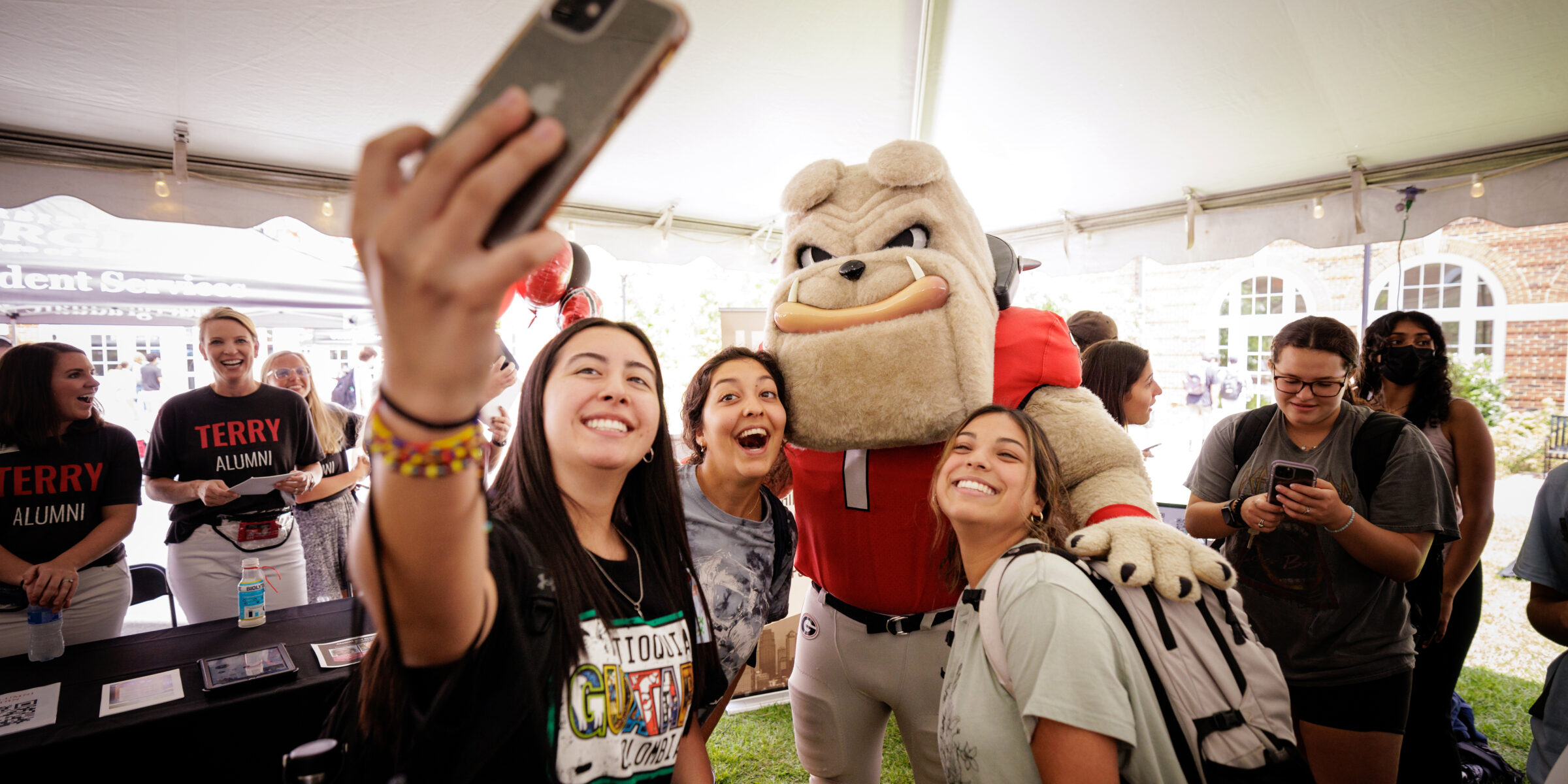 Hairy Dawg with students