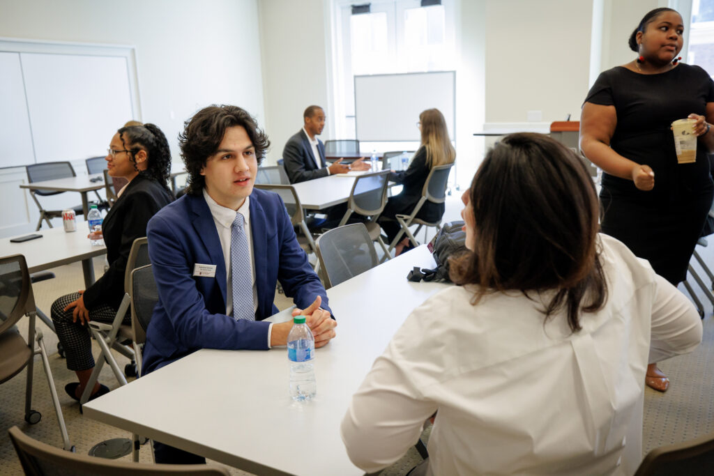 Student meets with a recruiter.