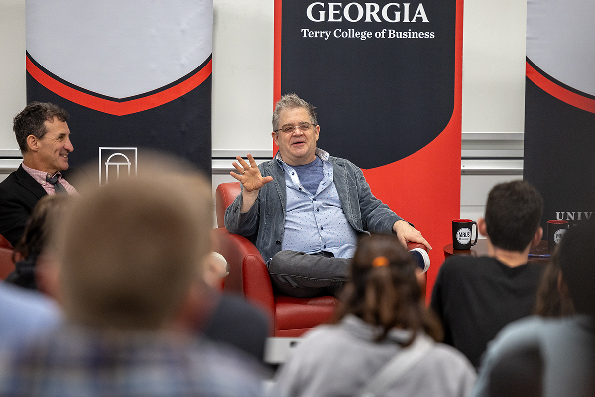 Actor and comedian Patton Oswalt speaks as a part of the MBUS Talks Series in Sanford and Barbara Orkin Hall on October 18 in Athens.