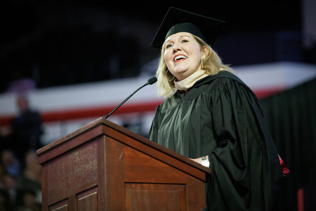 convocation speaker at podium