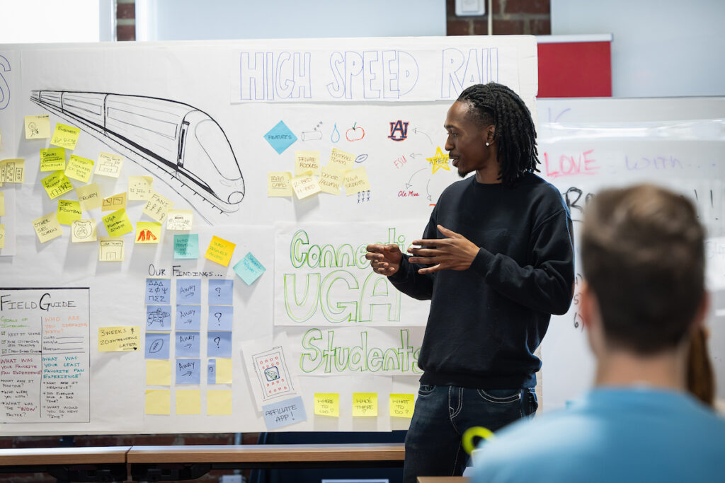 Design Thinking Class PresentationsWednesday, February 05, 2025 in Athens, GA. A young entrepreneur gives a presentation