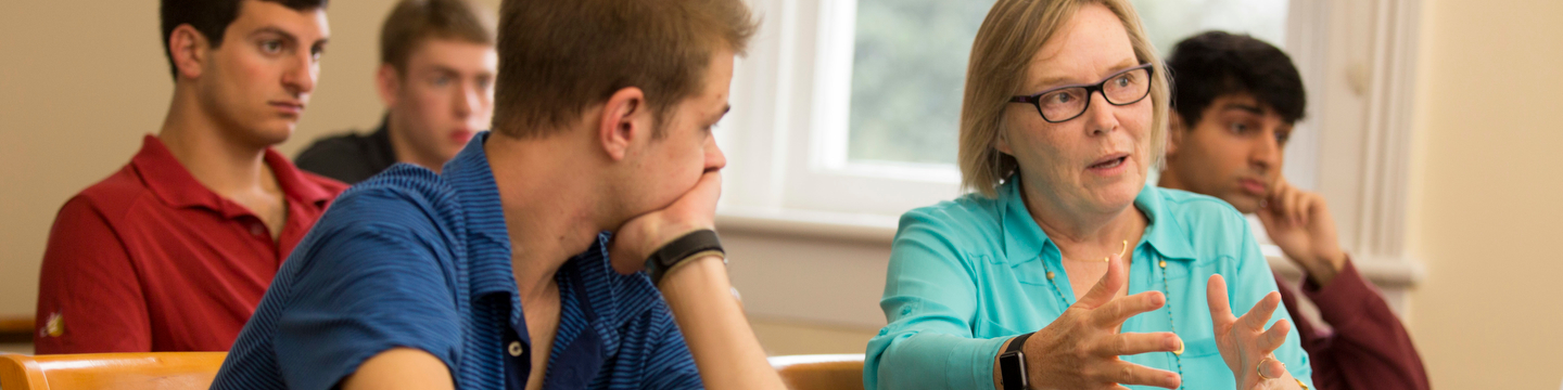 Annette Poulsen teaching in small classroom
