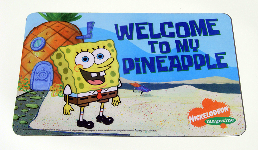 A Spongebob Squarepants-themed mousepad created from recycled materials generated by Americo Manufacturing Co.