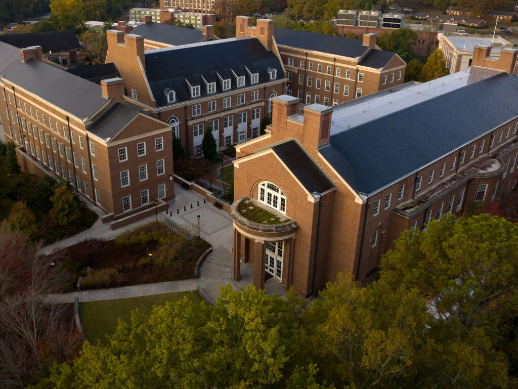 Drone Shot of the Terry College Building Learning Community