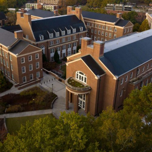 Drone Shot of the Terry College Building Learning Community
