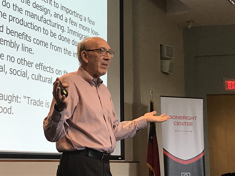 Harvard University labor economist speaks during a Bonbright Center Public Lecture.