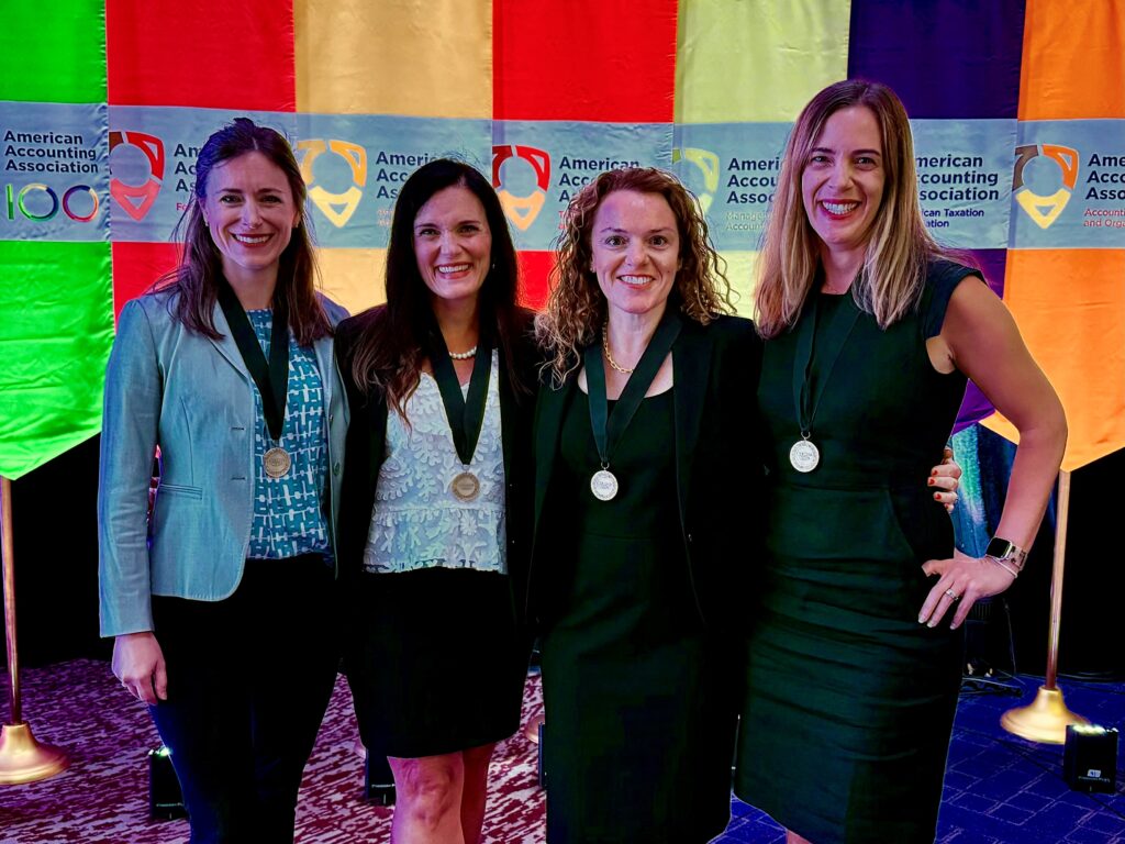 Deloitte Foundation Wildman Medal Award winners Christy Nielsen, Tina Carpenter, Margaret Christ and Ashley Austin