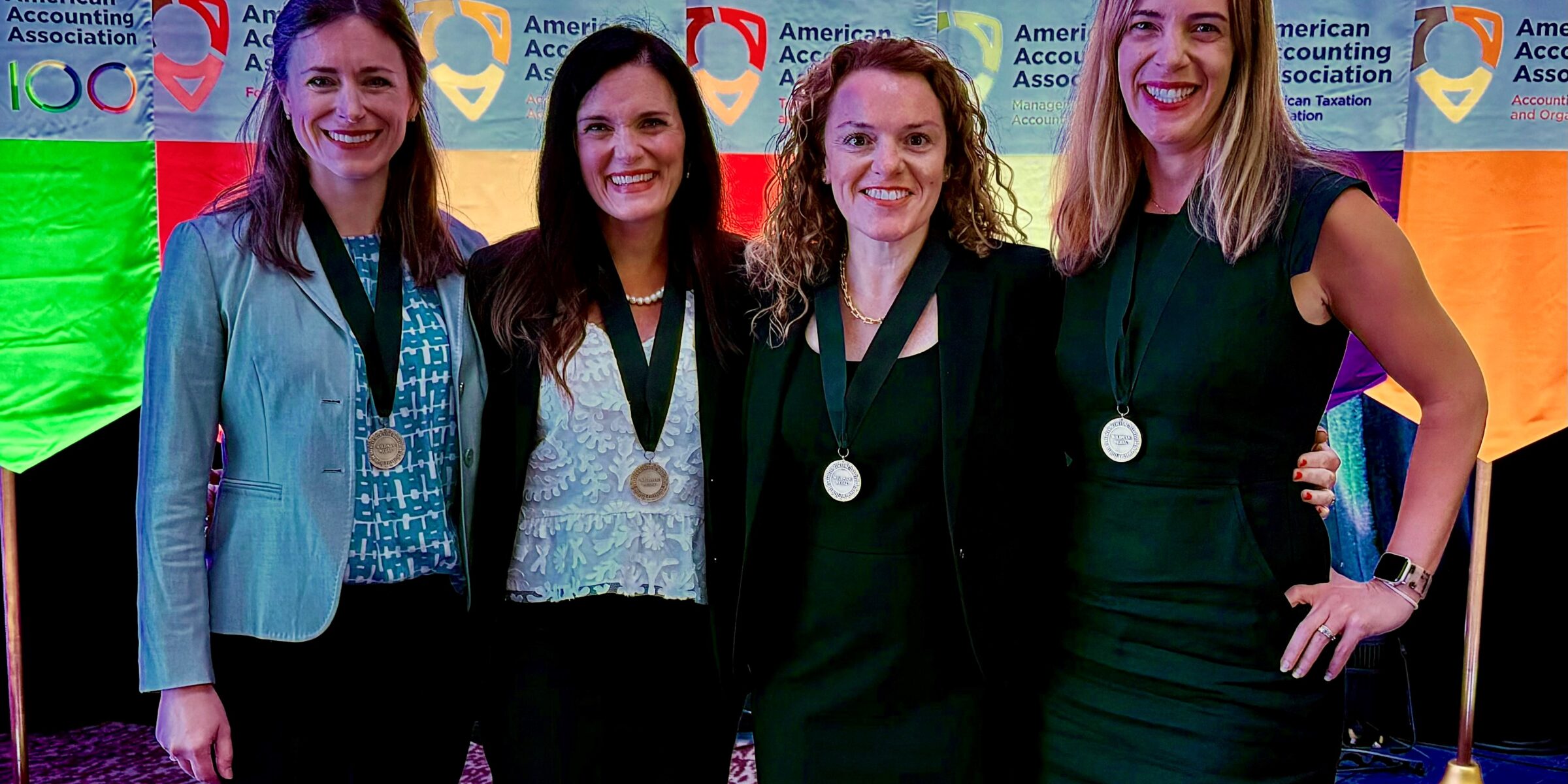 Deloitte Foundation Wildman Medal Award winners Christy Nielsen, Tina Carpenter, Margaret Christ and Ashley Austin
