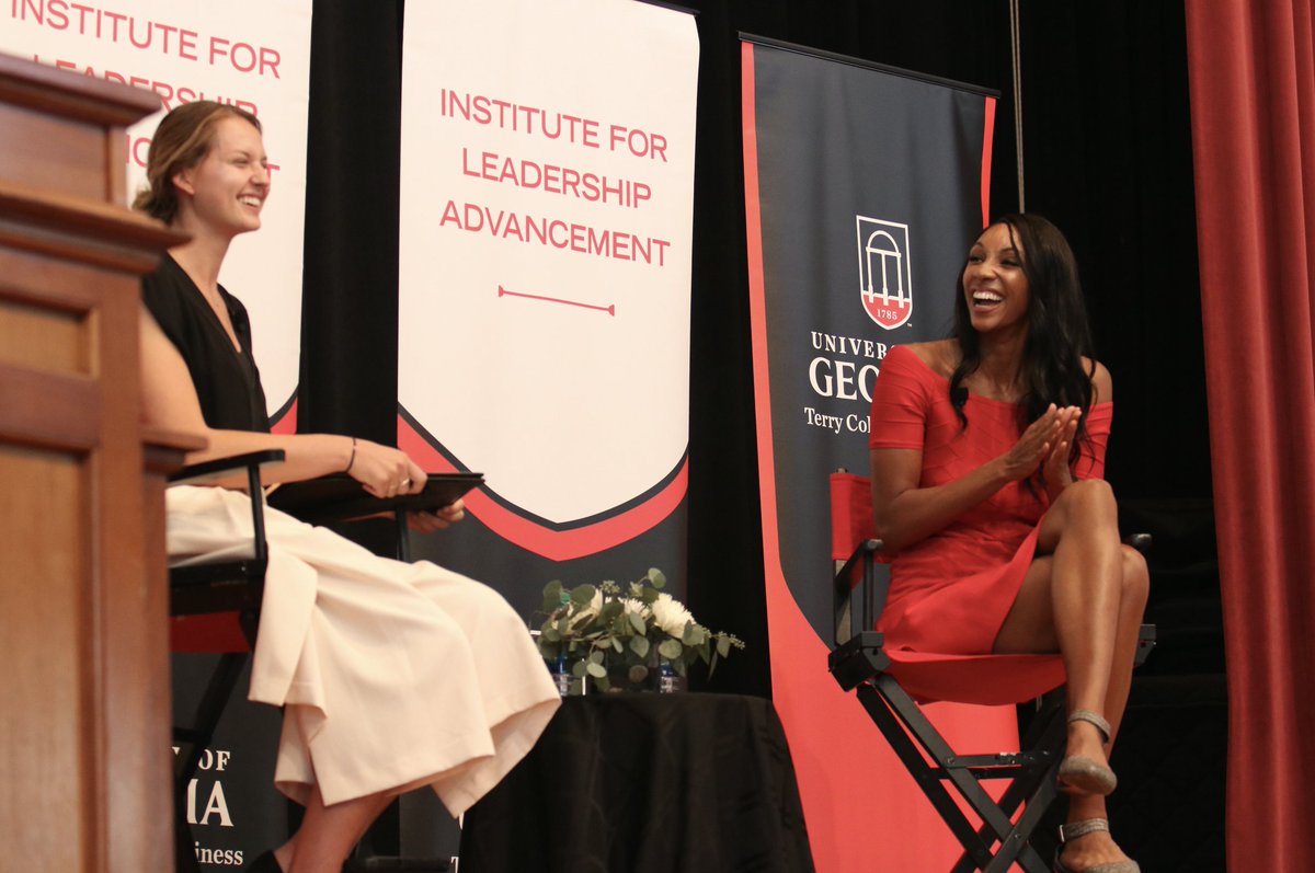 Marketing major Kendall Kazor interviews ESPN personality and Terry alumna Maria Taylor during a Terry Leadership Speaker Series event.