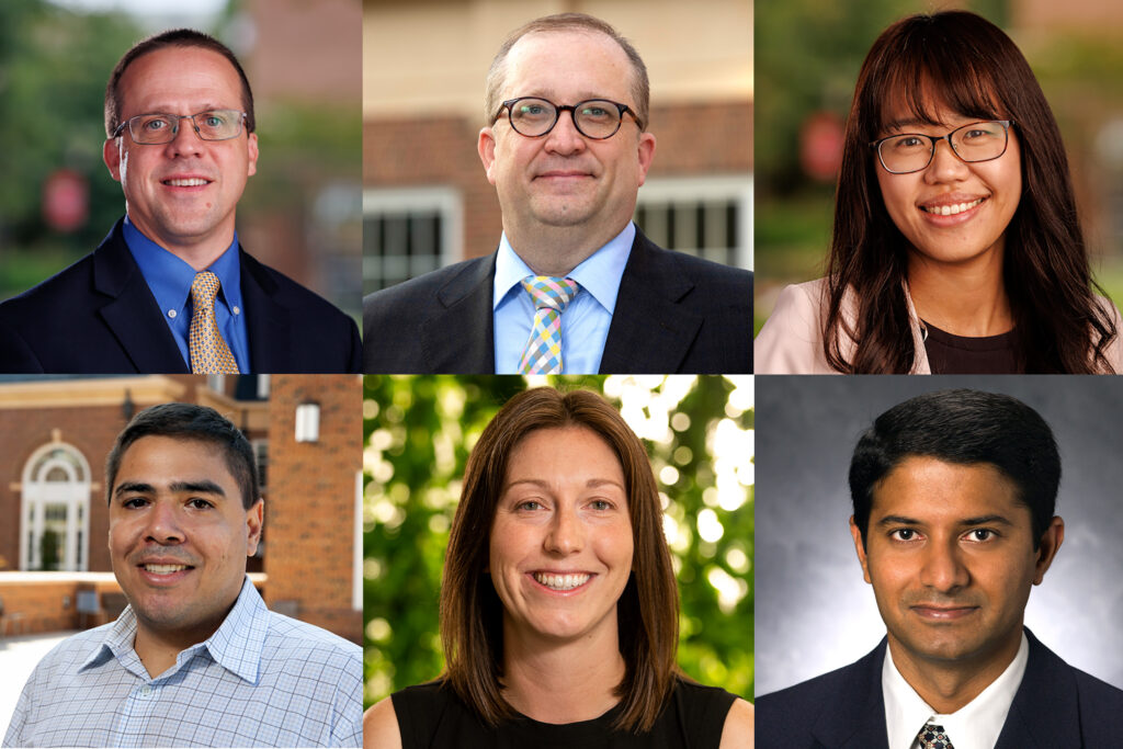 From top left headshots of James Conklin, David Eckles, Sze-Han (Joanna) Lin, Megan Skira, Julio Sevilla and Santhosh Ramlingegowda