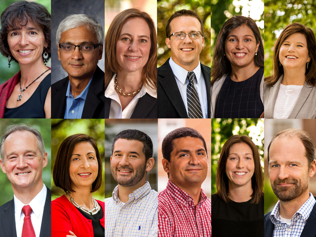 photo illustration featuring faces of the 10 recognized faculty listed in article