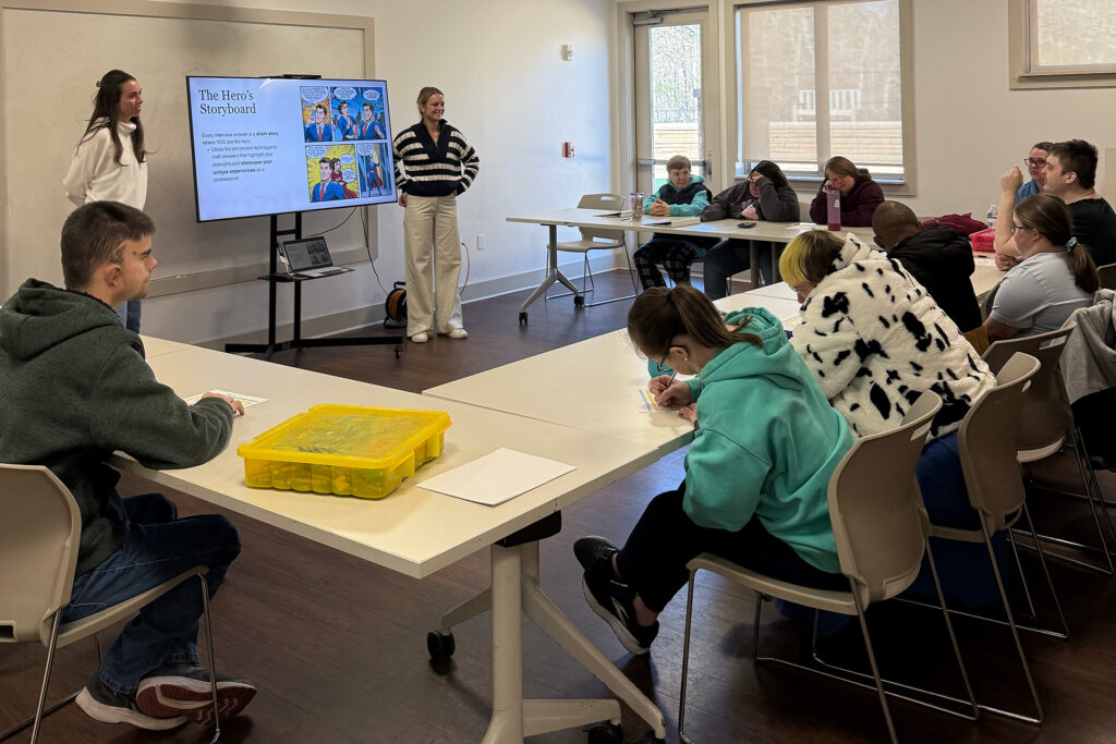 ILA students Emily Moseley and Hazel McQueen conduct a professional skills workshop at ESP.