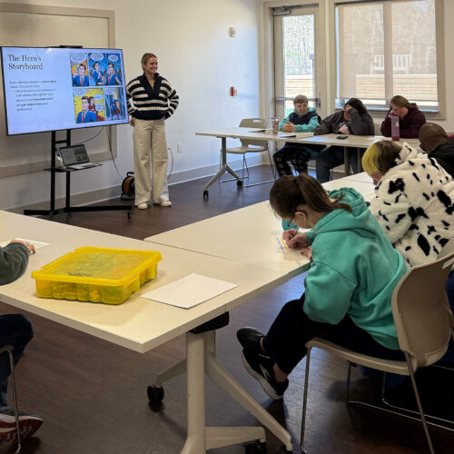 ILA students Emily Moseley and Hazel McQueen conduct a professional skills workshop at ESP.