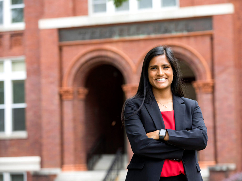 Terry College student Julia Allen posing for a photo on the University of Georgia campus.
