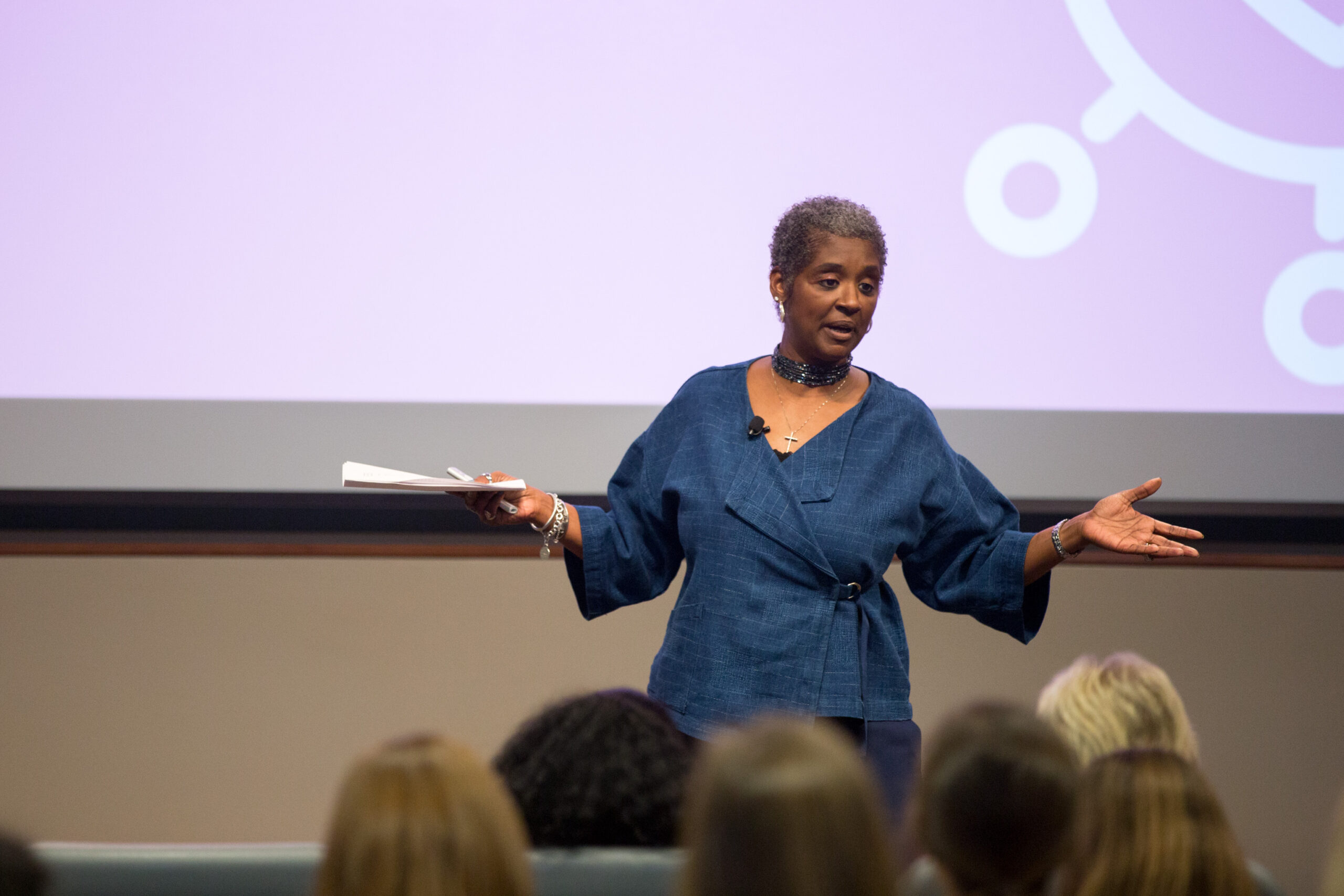 Karen Matterson delivers the keynote address at the 2019 Terry Women's Initiative Student Conference.