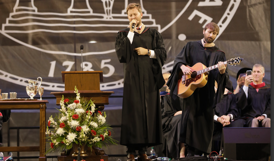 Lady Antebellum band members Charles Kelley and Dave Haywood perform at the UGA Undergraduate Commencement ceremony.