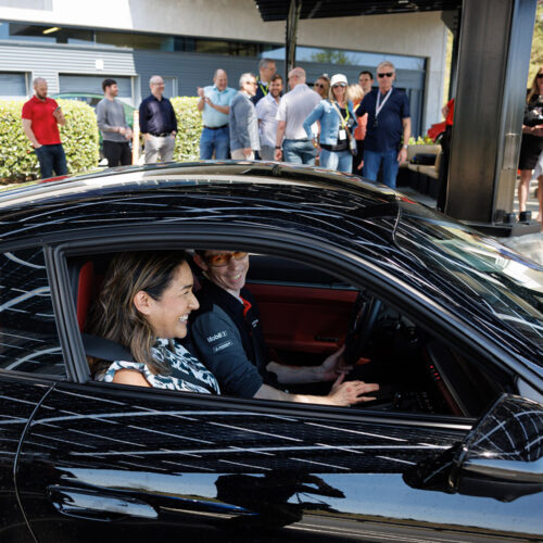 UGA Terry College of Business students present marketing plans to members of the Porsche marketing team at the Porsche Experience Center on Friday, March 28, 2025. The presentations were the final round of the annual Digital Marketing Competition with the winners going to New York.