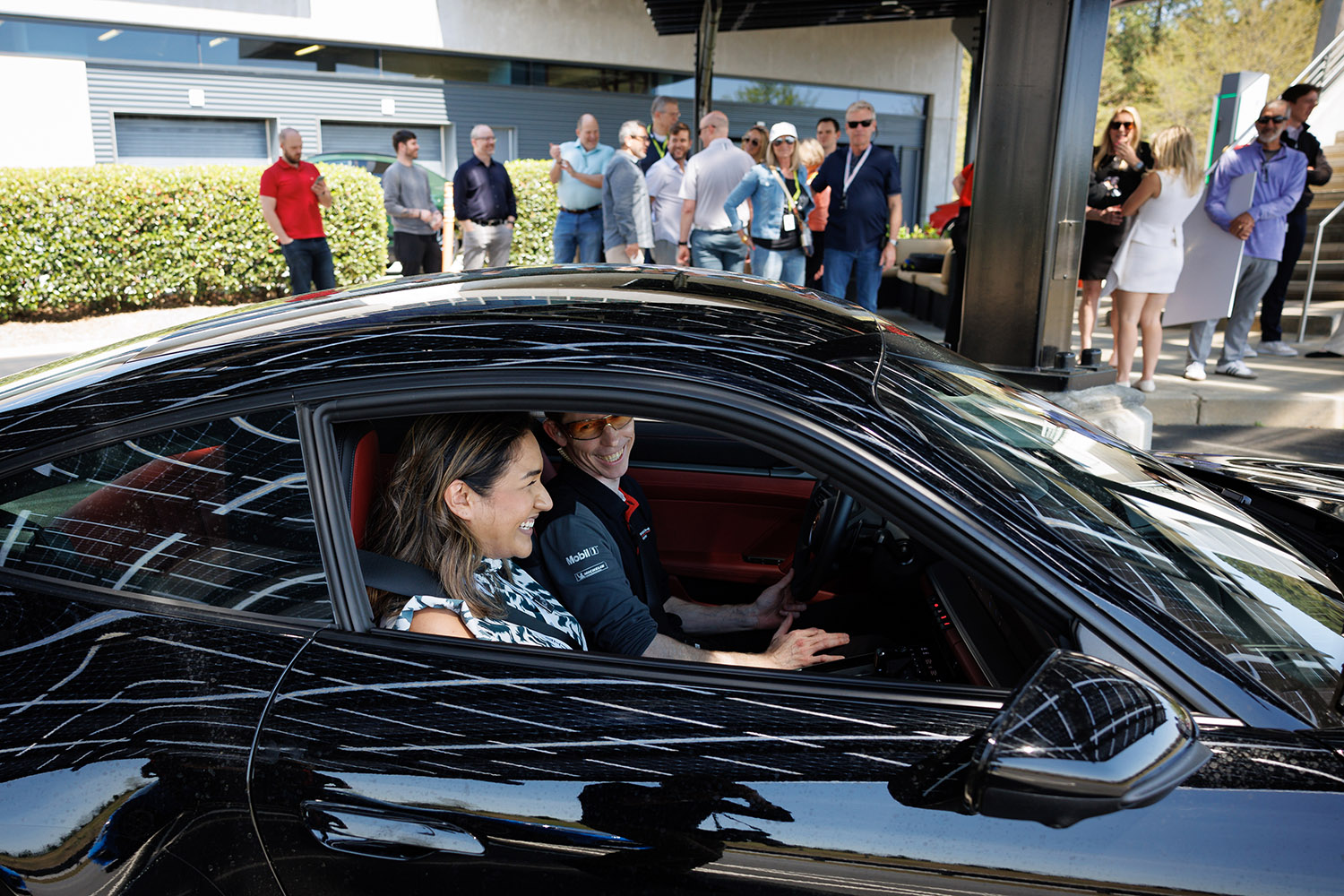 UGA Terry College of Business students present marketing plans to members of the Porsche marketing team at the Porsche Experience Center on Friday, March 28, 2025. The presentations were the final round of the annual Digital Marketing Competition with the winners going to New York.