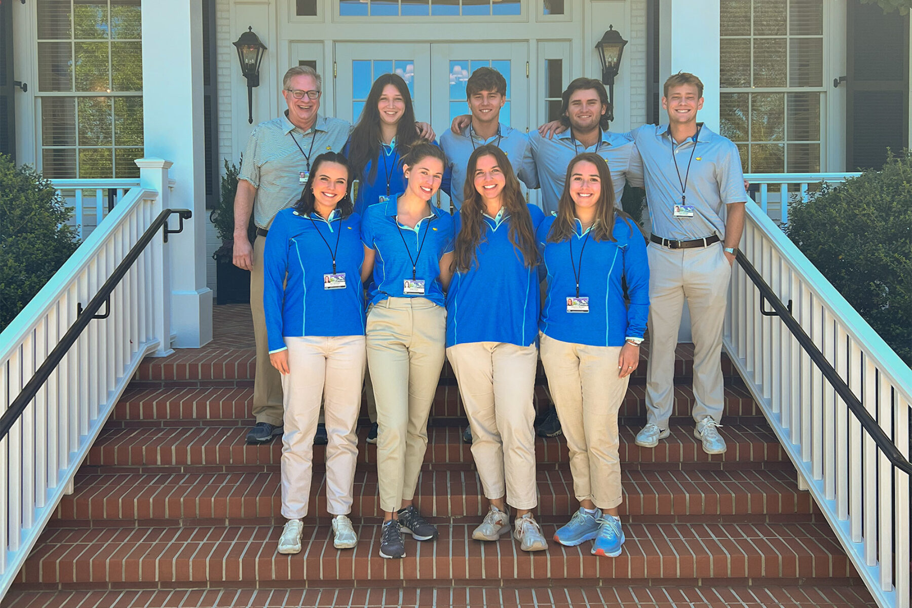 Group of 8 Terry students who acted as logistics volunteers at the Masters Tournament