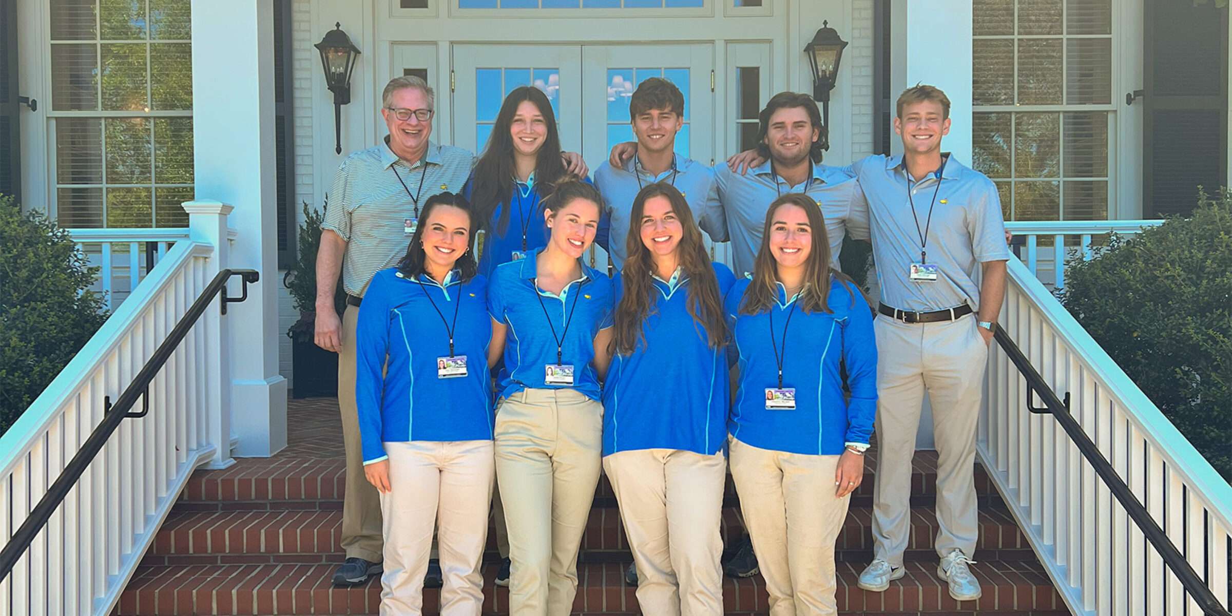 Group of 8 Terry students who acted as logistics volunteers at the Masters Tournament