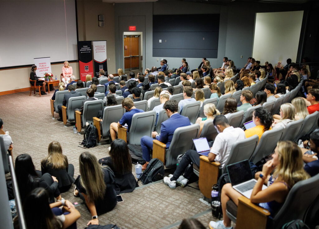 Students fill all of the seats in the auditorium at Richard B. Russell Building Special Collections Libraries