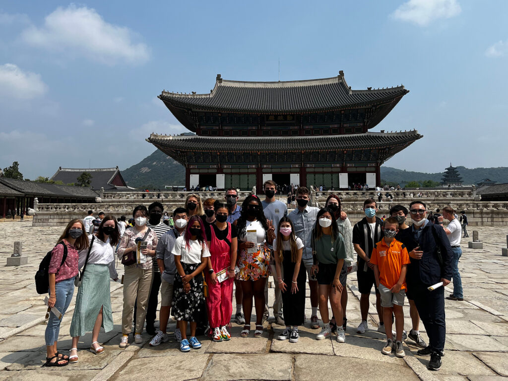 Class outside of Gyeongbokgung Palace in Seoul