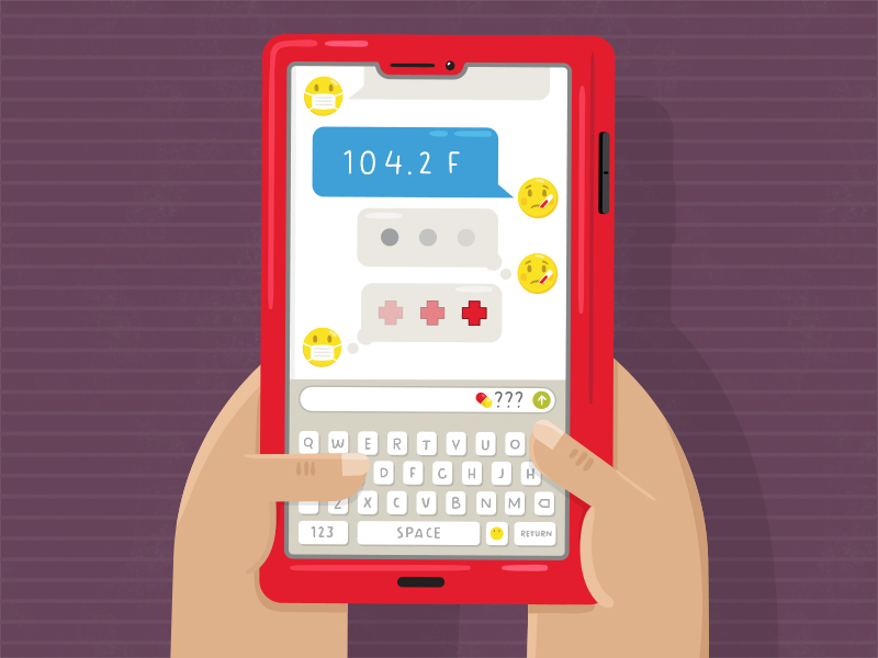 Illustration of medical information chat bubbles on smart phone