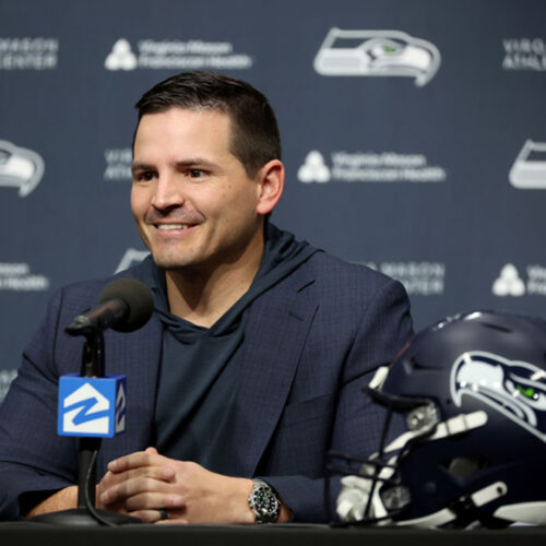 Mike MacDonald at a press conference.