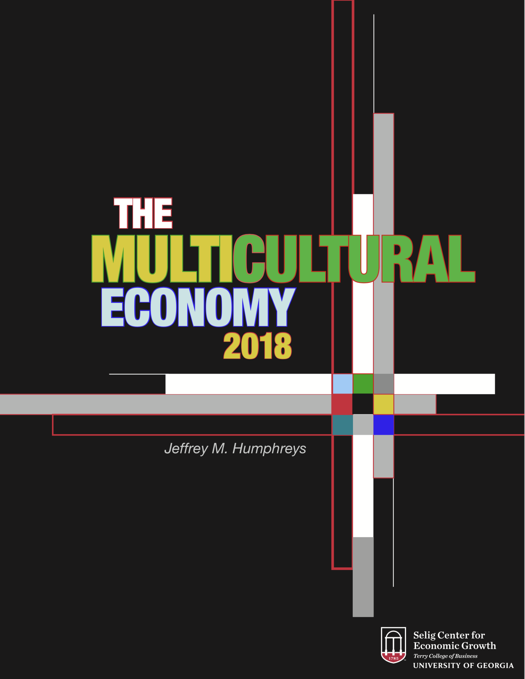 Cover graphic of the 2018 Multicultural Economy Report published by Terry College's Selig Center for Economic Growth.