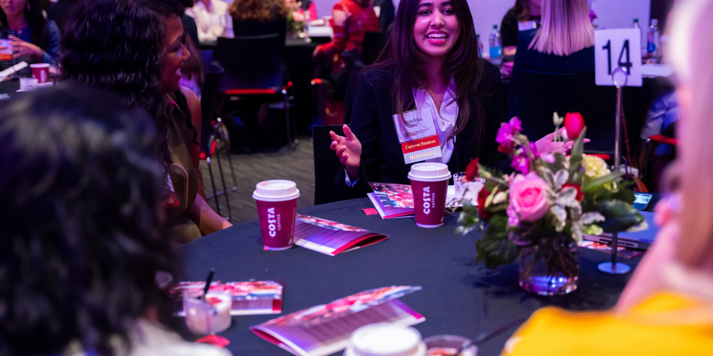 Student Aashna Raj networks with her table mates the 2026 Terry College Professional Women's Conference