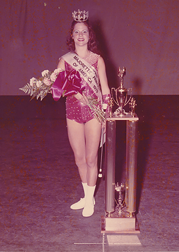 young Pam Rogers as a majorette