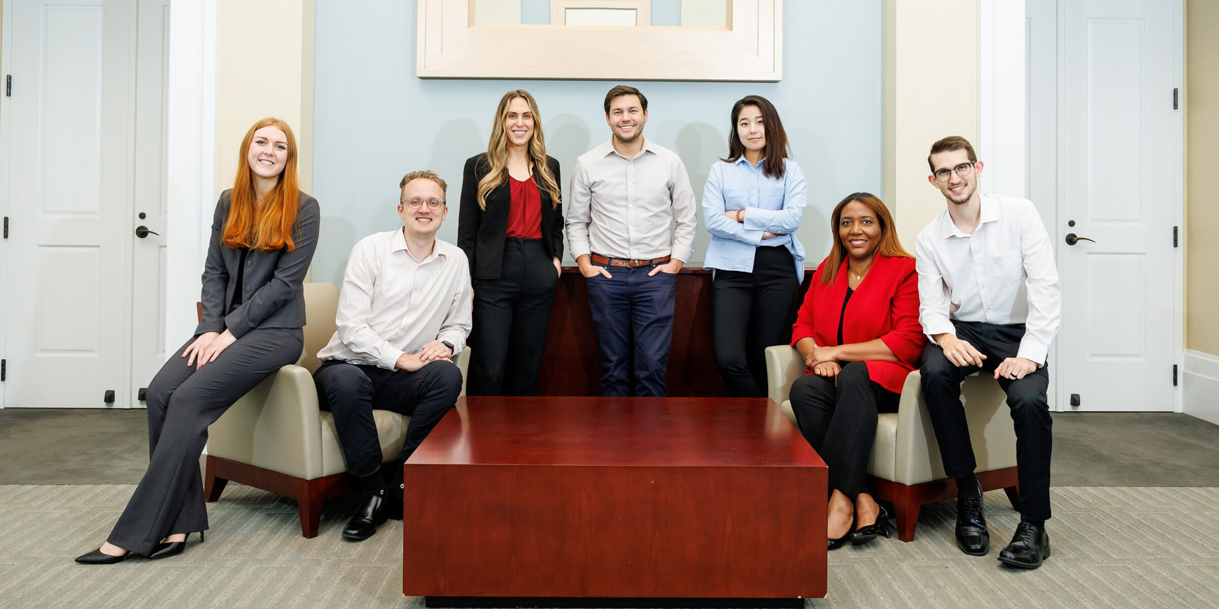 A group of PhD students in the Commons.