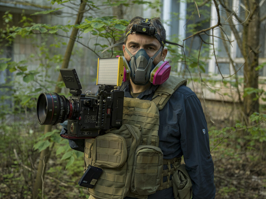 MBA Alumni Philip Grossman in protective gear in Chernobyl