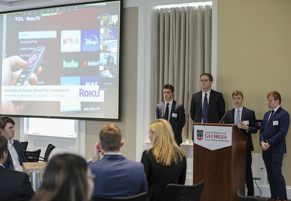 Students pitch stocks at the Terry College Stock Pitch Contest