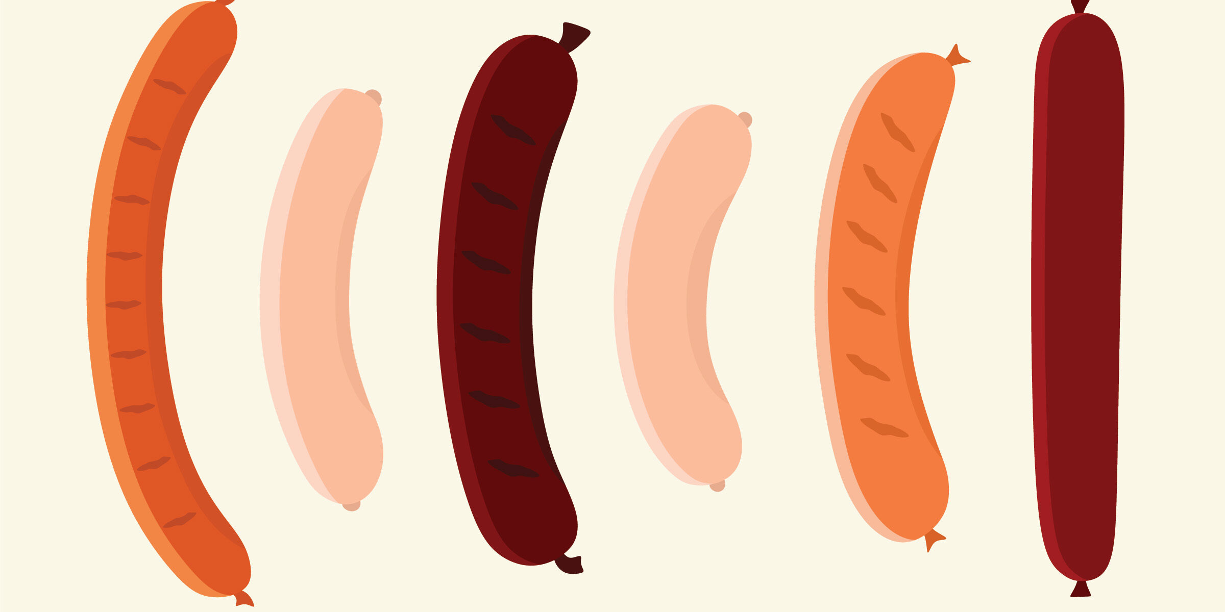 cartoonish illustration of sausages