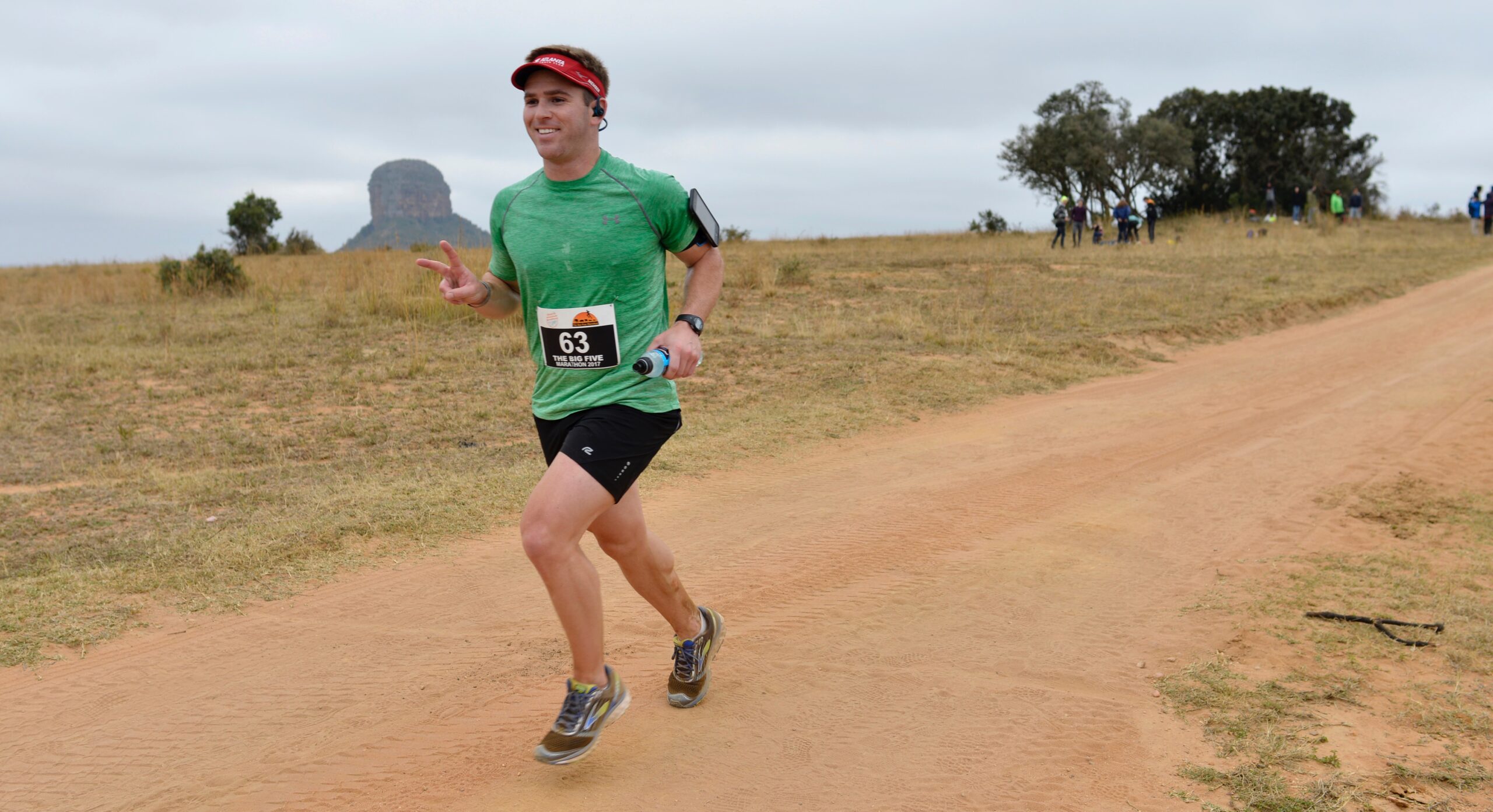 Sean Walsh runs on a dirt road during the 2017 Big Five Marathon in South Africa.