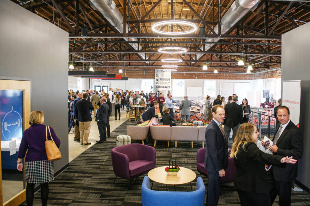 Guests check out the Studio 225 space during its opening.