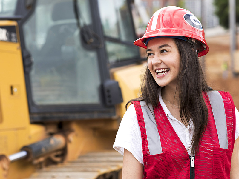 Kaitlin Lutz of Sparke Women at a construction site. (Photo by Dorothy Kozlowski)