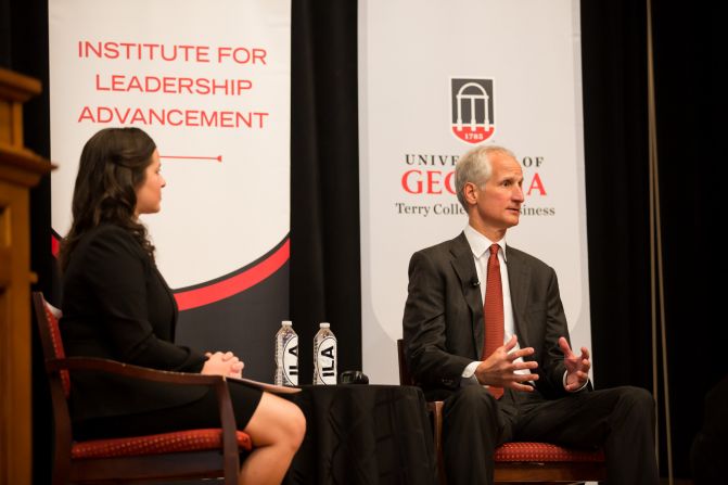 E. Howard Young speaks to the audience at a Terry Leadership Spakership Series talk.