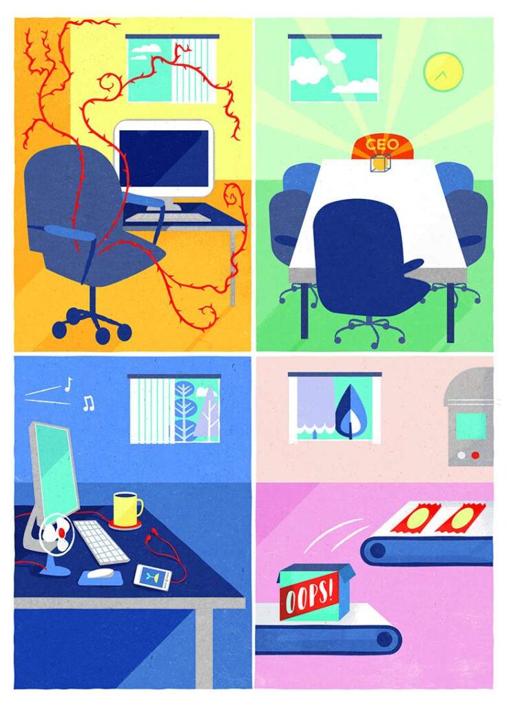 Graphic image of an offices and conference rooms.