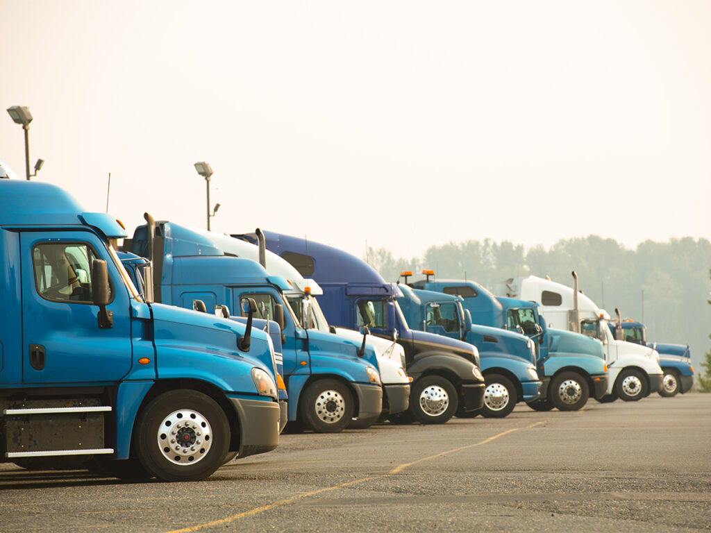 Trucks in parking lot