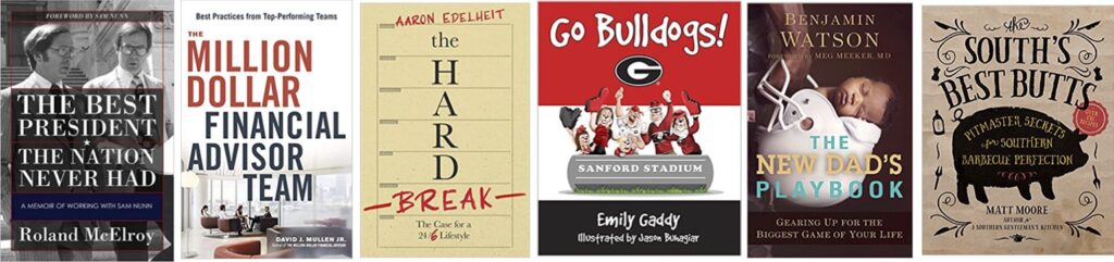 Covers of books recently released by Terry College alumni.
