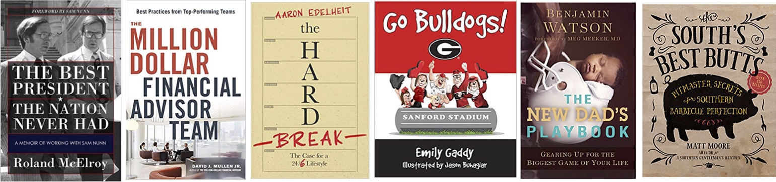 Covers of books recently released by Terry College alumni.